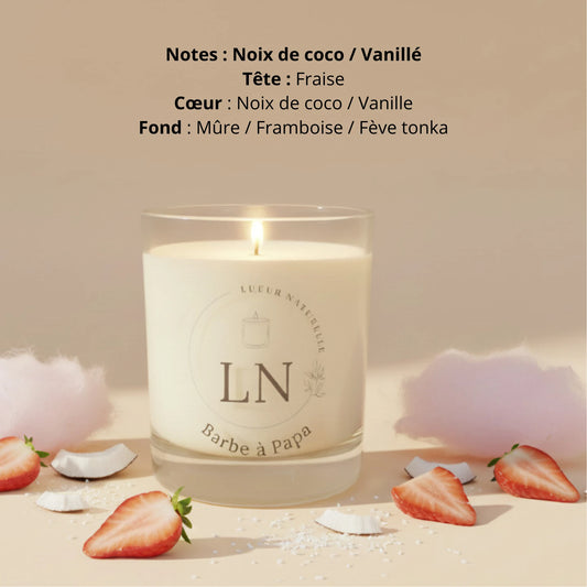 Bougie parfumée cire de soja barbe à papa LN Cosmétique