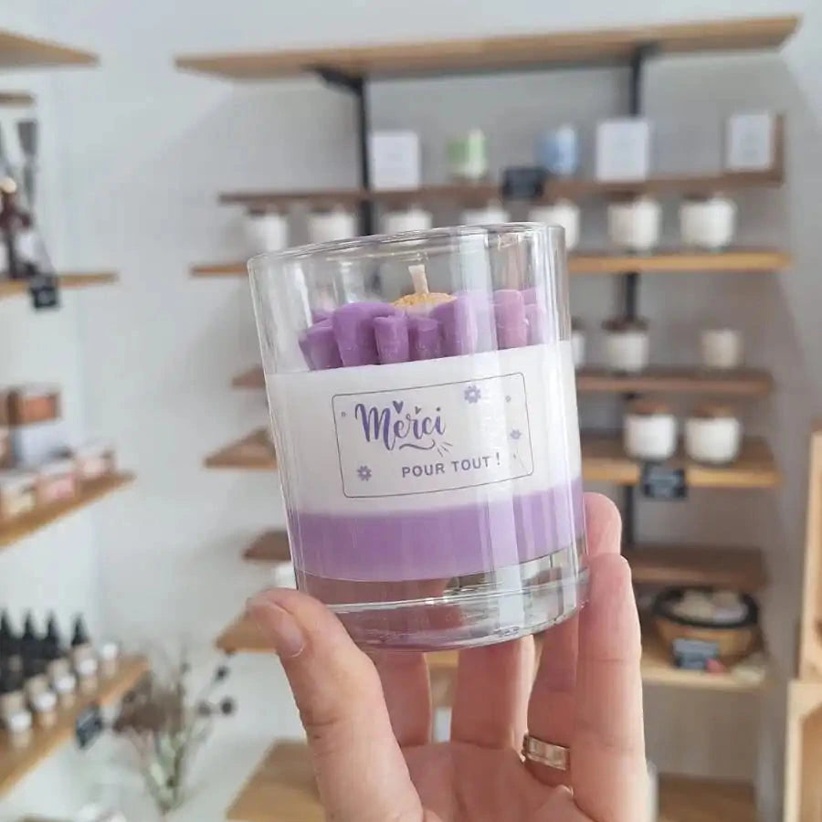 Bougie fleur - violette 2