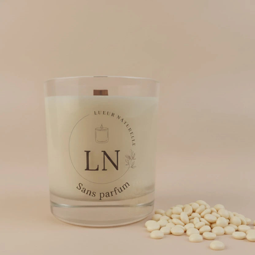 Bougie naturelle sans parfum cire de soja européenne LN Cosmétique