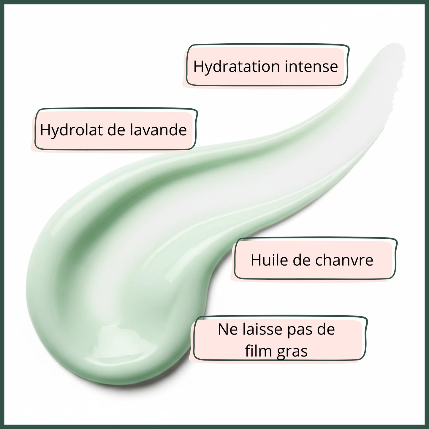Actifs principaux crème hydratante huile chanvre bio LN Cosmétique