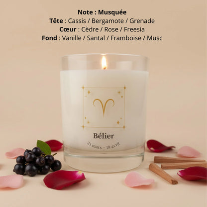 Bougie parfumée astro signe Bélier cire de soja naturelle LN Cosmétique