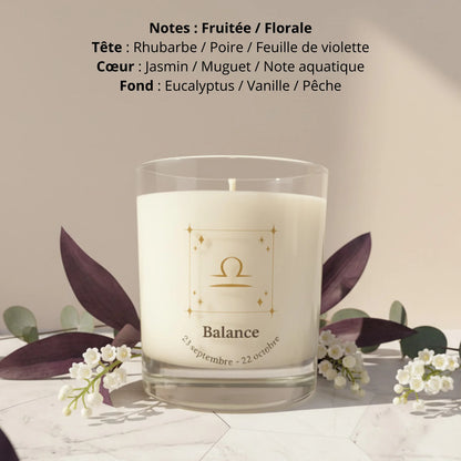 Bougie parfumée astro signe Balance cire de soja naturelle LN Cosmétique