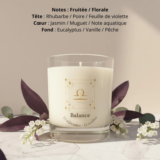 Bougie parfumée astro signe Balance cire de soja naturelle LN Cosmétique