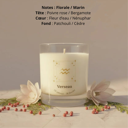 Bougie parfumée astro signe Verseau cire de soja naturelle LN Cosmétique