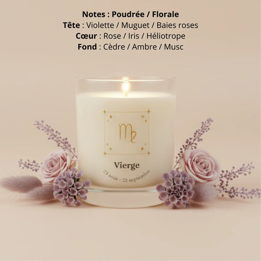 Bougie parfumée astro signe Vierge cire de soja naturelle LN Cosmétique