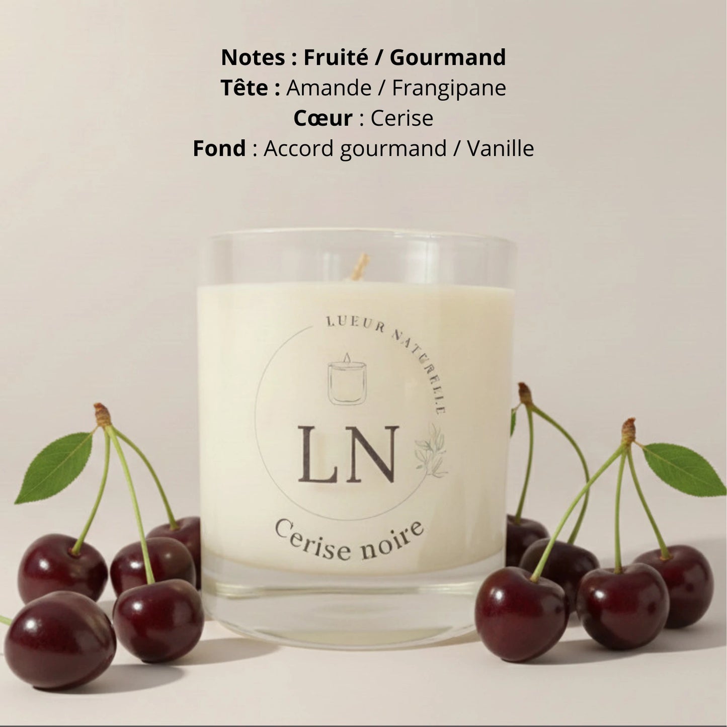 Bougie parfumée cire de soja cerise noire LN Cosmétique