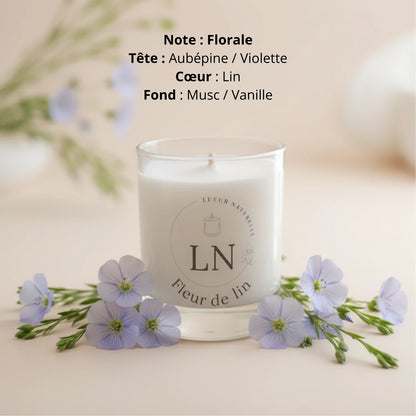 Bougie parfumée cire de soja fleur de lin LN Cosmétique