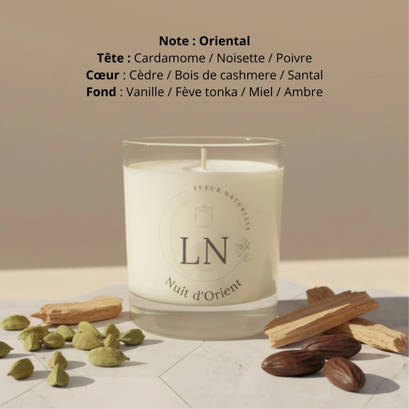 Bougie parfumée cire de soja nuit d'orient LN Cosmétique