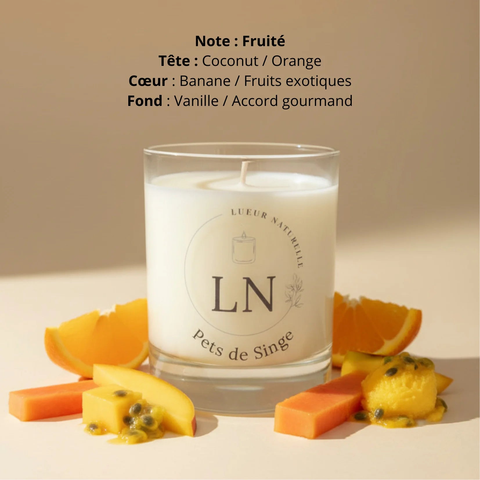 Bougie parfumée cire de soja pets de singe LN Cosmétique