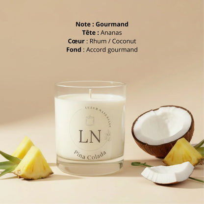 Bougie parfumée cire de soja pina colada LN Cosmétique