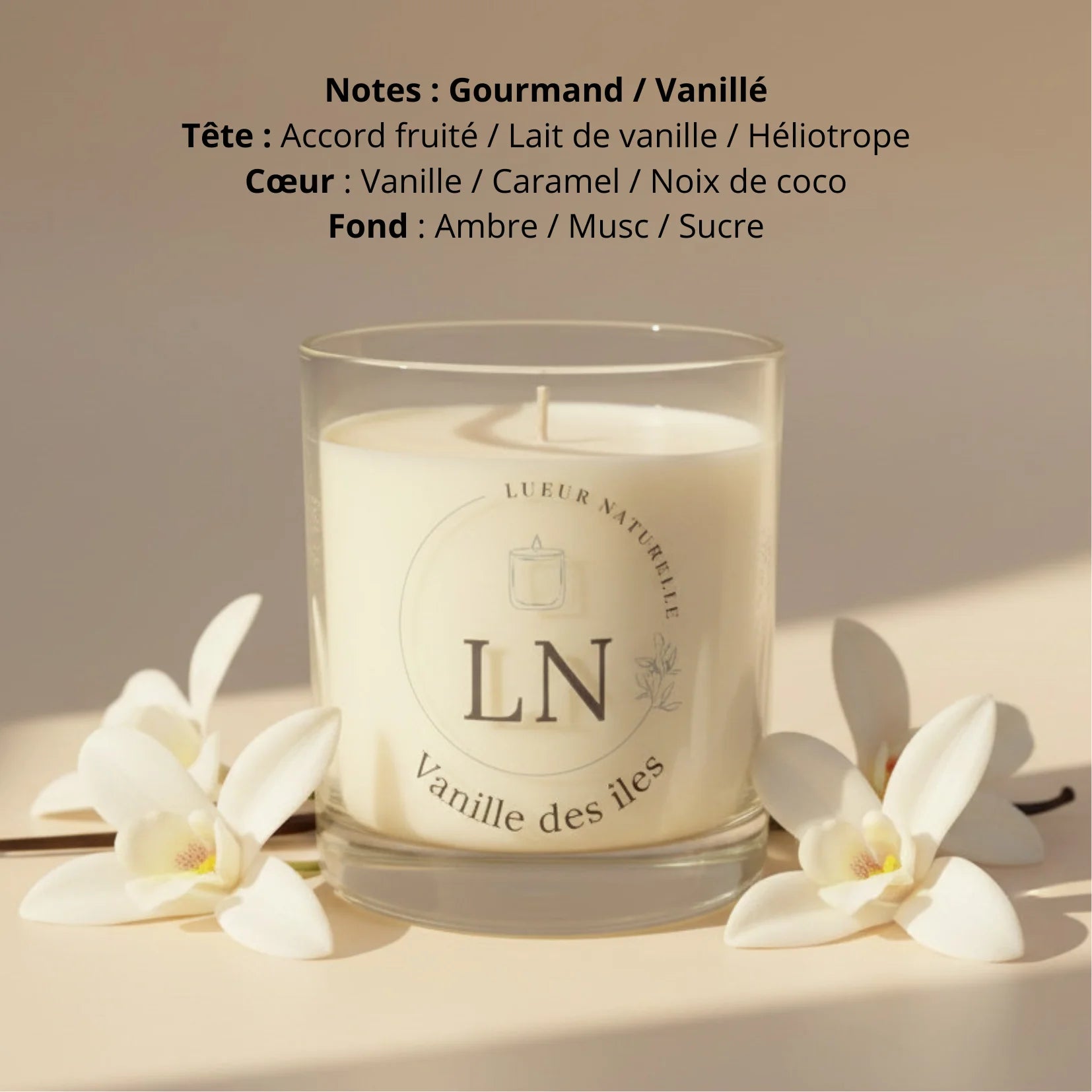 Bougie parfumée cire de soja vanille des îles LN Cosmétique