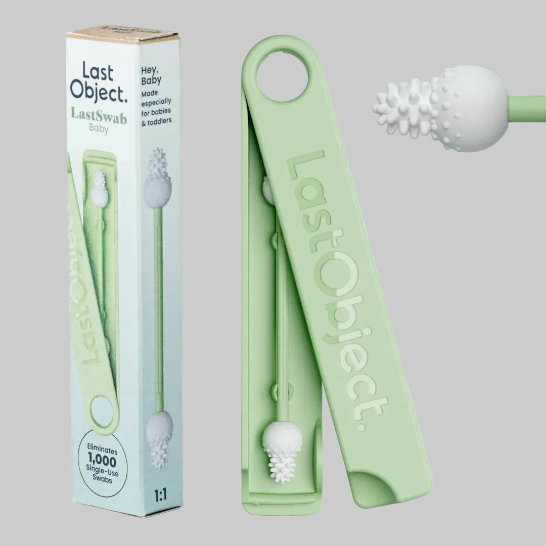 Coton-tige réutilisable bébé LastSwab vert avec étui