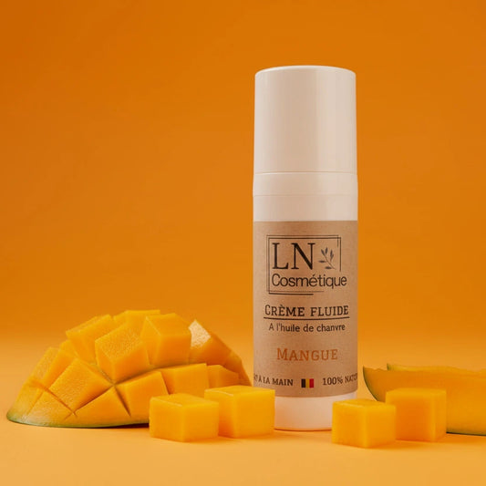 Crème hydratante parfum mangue huile de chanvre bio LN Cosmétique format visage