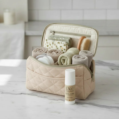 Crème hydratante neutre huile de chanvre bio LN Cosmétique format visage ambiance salle de bains