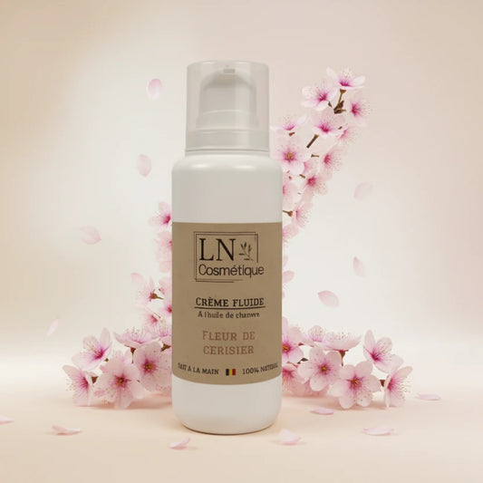 Crème hydratante huile chanvre bio fleur de cerisier format corps LN Cosmétique