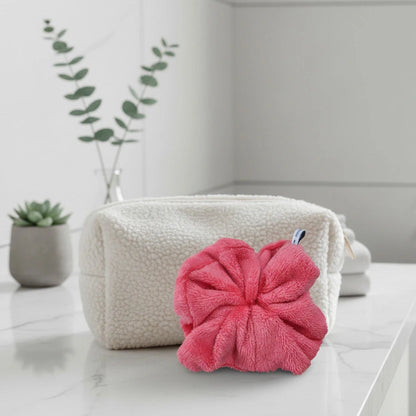 Fleur de douche bambou couleur rose corail cousue main LN Cosmétique zéro déchet