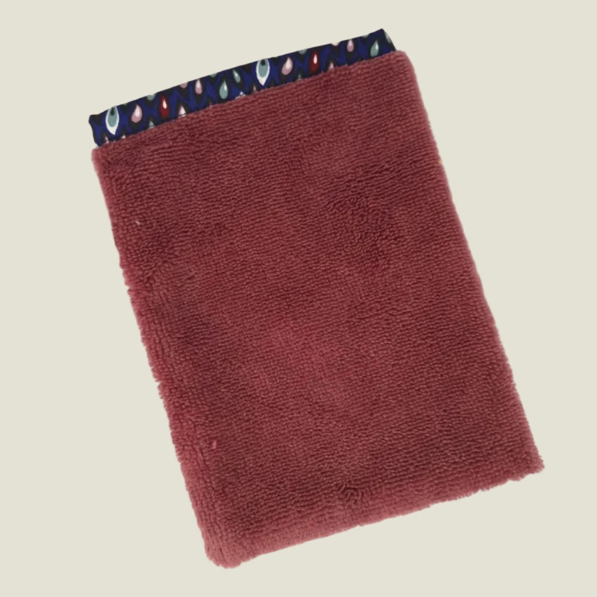 Gant de toilette bambou artisanal aubergine LN Cosmétique