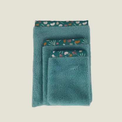 Gant de toilette bambou artisanal bleu LN Cosmétique