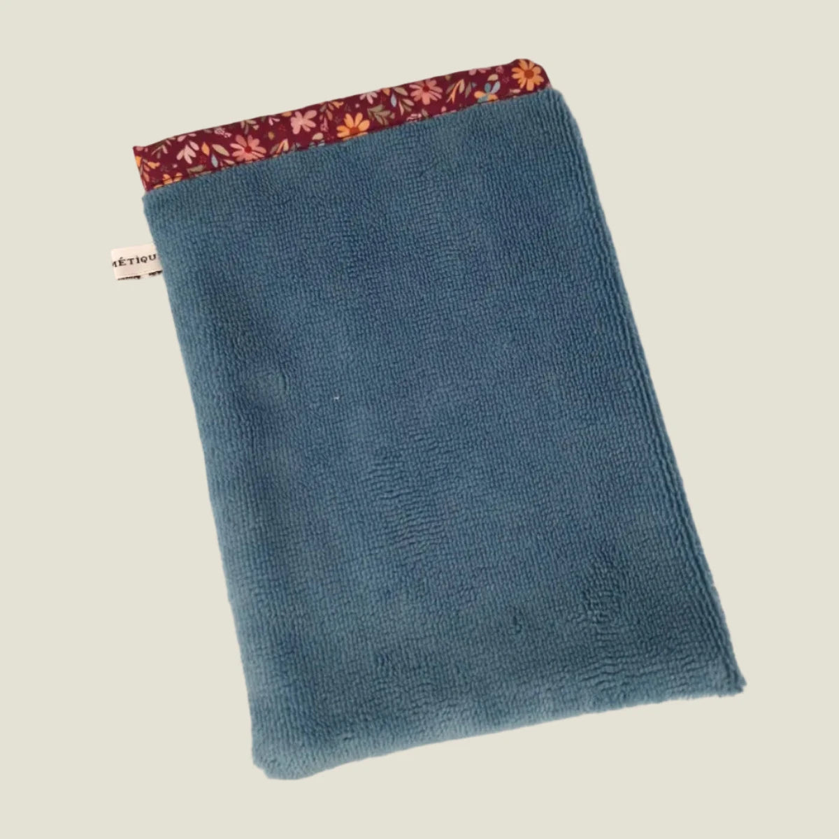 Gant de toilette bambou artisanal bleu jean LN Cosmétique