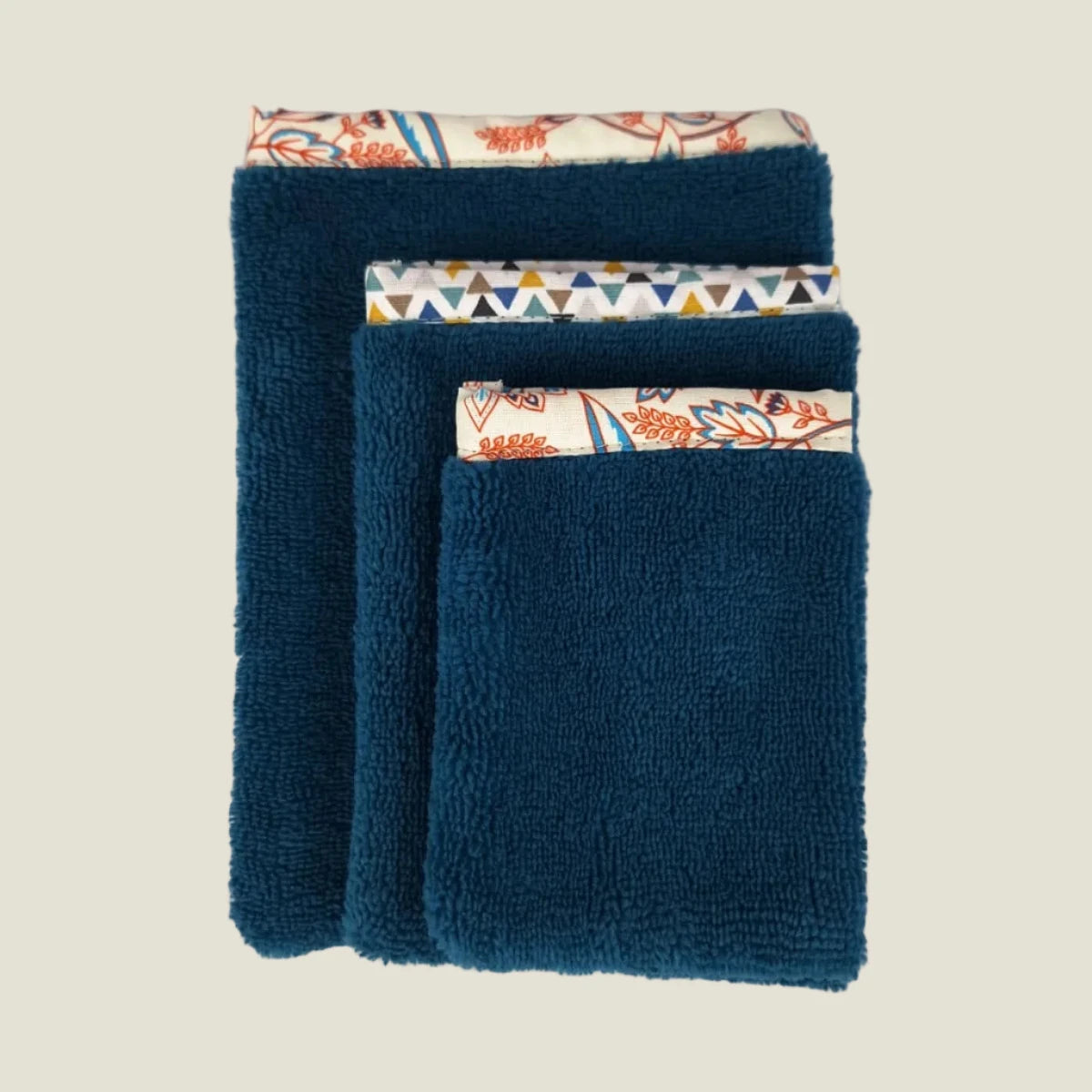 Gant de toilette bambou artisanal bleu pétrole LN Cosmétique