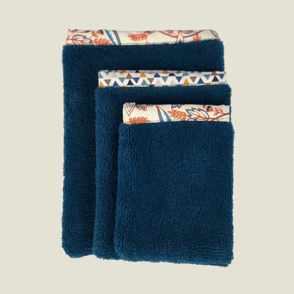 Gant de toilette bambou artisanal bleu pétrole LN Cosmétique