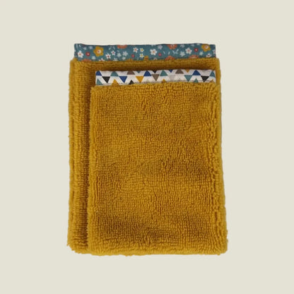 Gant de toilette bambou artisanal jaune moutarde LN Cosmétique