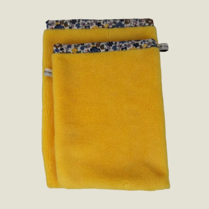 Gant de toilette bambou artisanal jaune peps LN Cosmétique