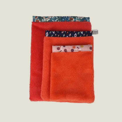Gant de toilette bambou artisanal rose corail peps LN Cosmétique