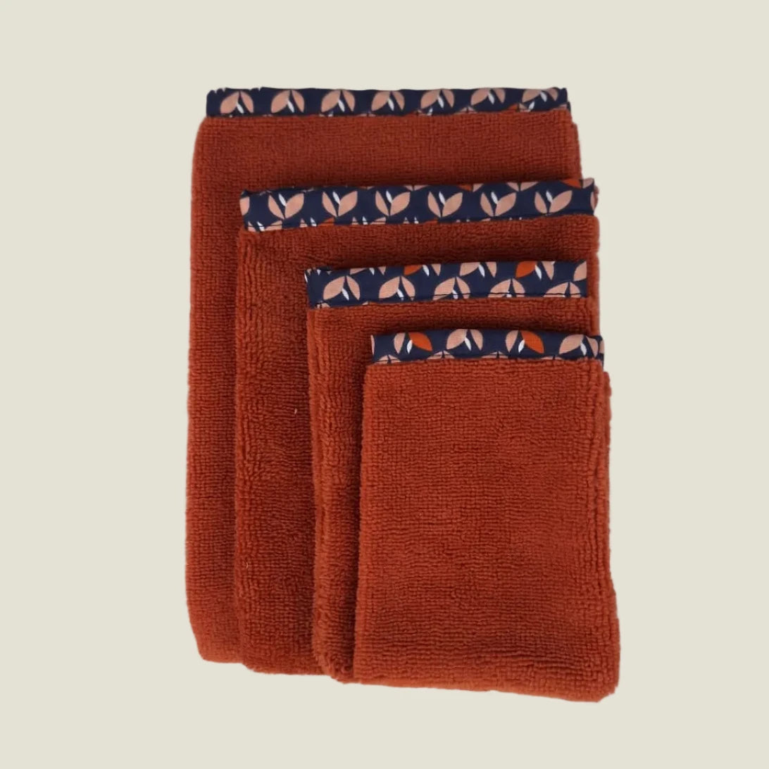 Gant de toilette bambou artisanal rouille LN Cosmétique