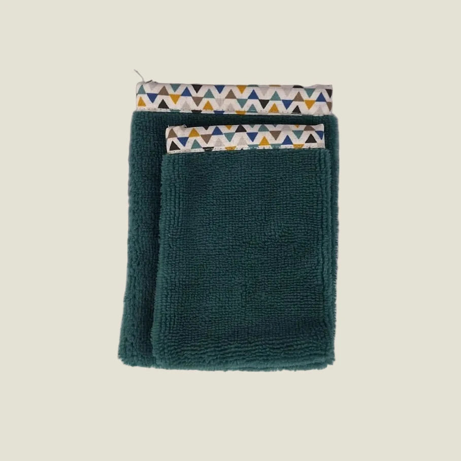 Gant de toilette bambou artisanal vert foncé LN Cosmétique