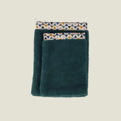 Gant de toilette bambou artisanal vert foncé LN Cosmétique