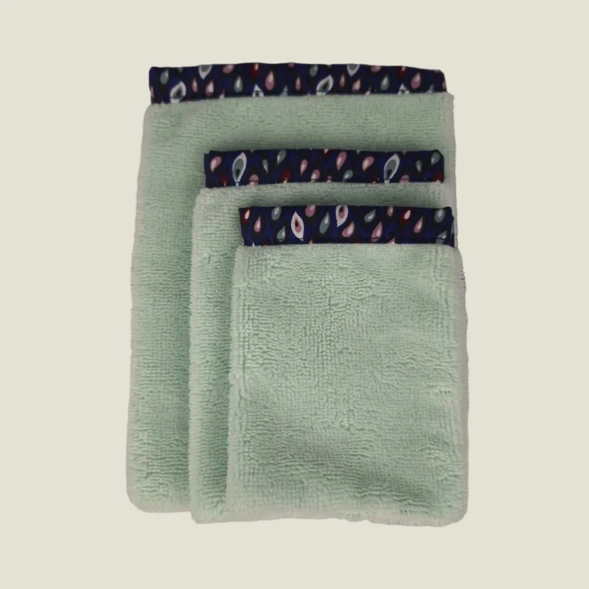 Gant de toilette bambou artisanal vert menthe LN Cosmétique