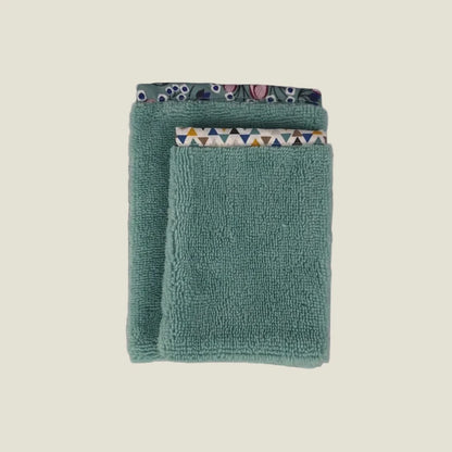 Gant de toilette bambou artisanal vert tendre LN Cosmétique