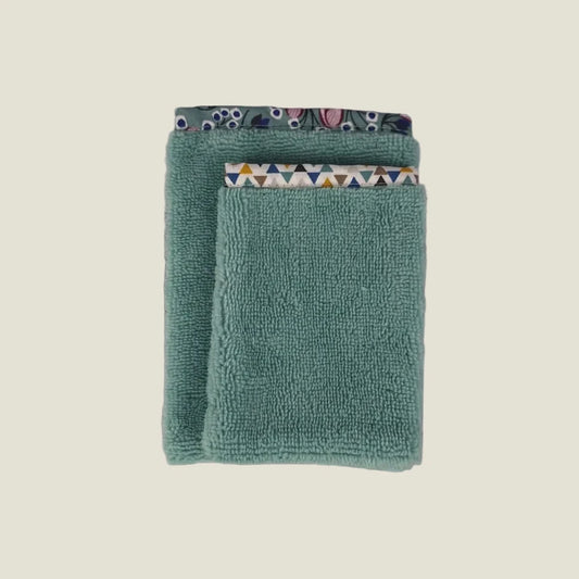 Gant de toilette bambou artisanal vert tendre LN Cosmétique