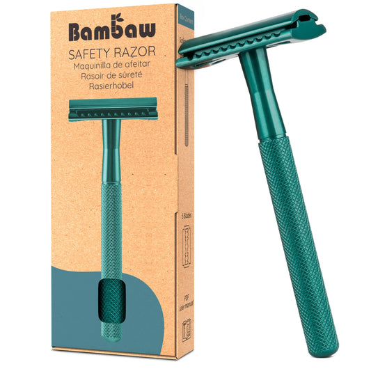 Rasoir de sécurité métal turquoise Bambaw zéro déchet durable