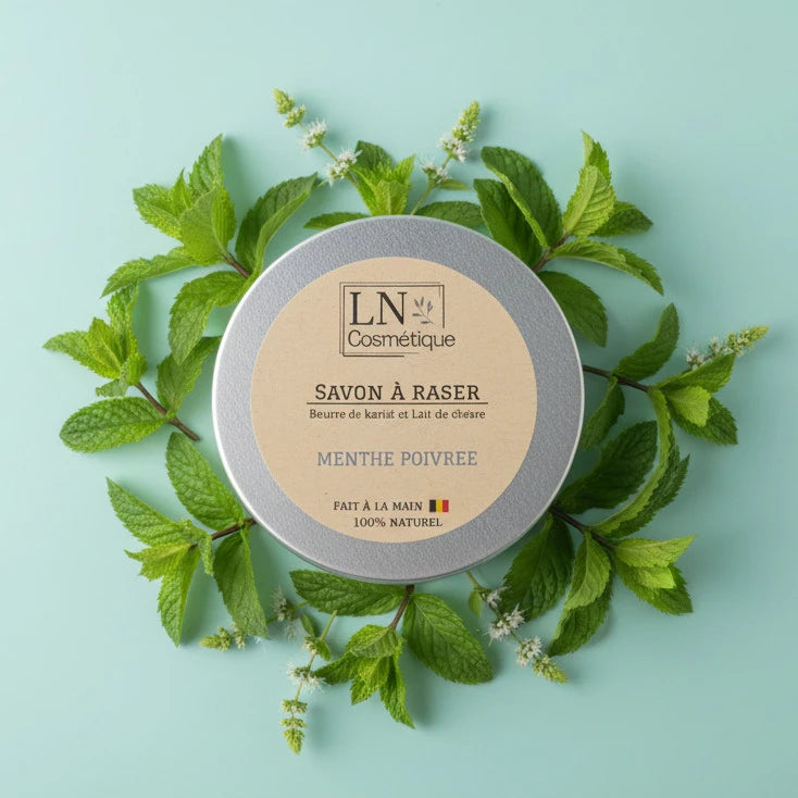Savon à raser menthe poivrée lait de chèvre karité bio LN Cosmétique