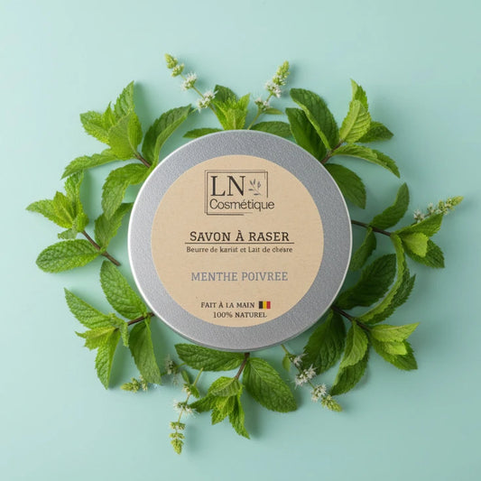 Savon à raser menthe poivrée lait de chèvre karité bio LN Cosmétique