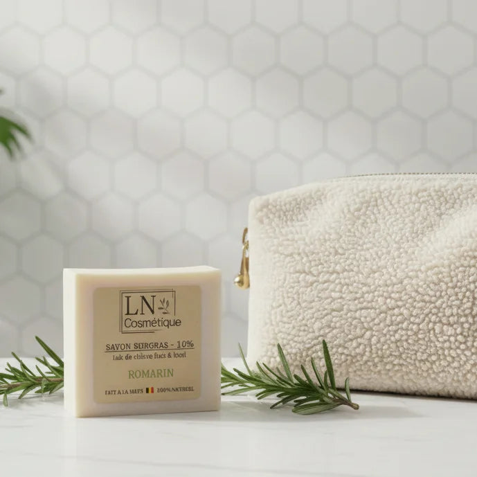 Savon au lait de chèvre LN Cosmétique ambiance salle de bains