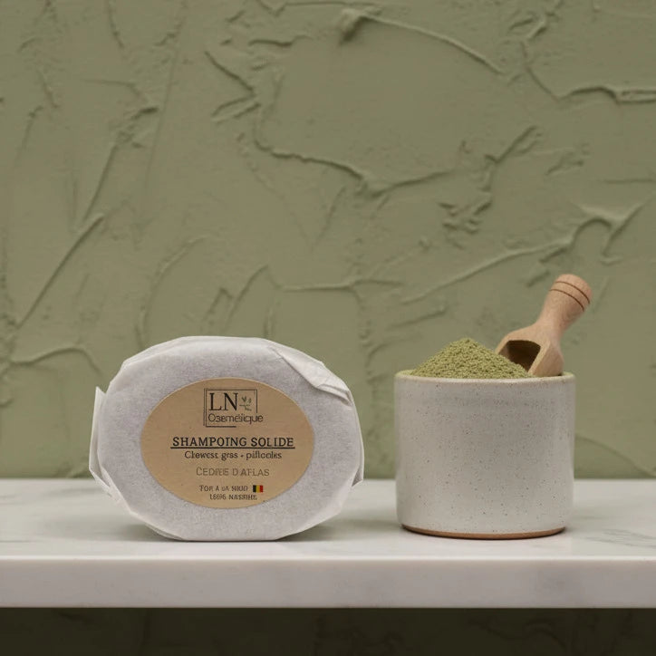 Shampoing solide cheveux gras argile poudres indiennes neem LN Cosmétique